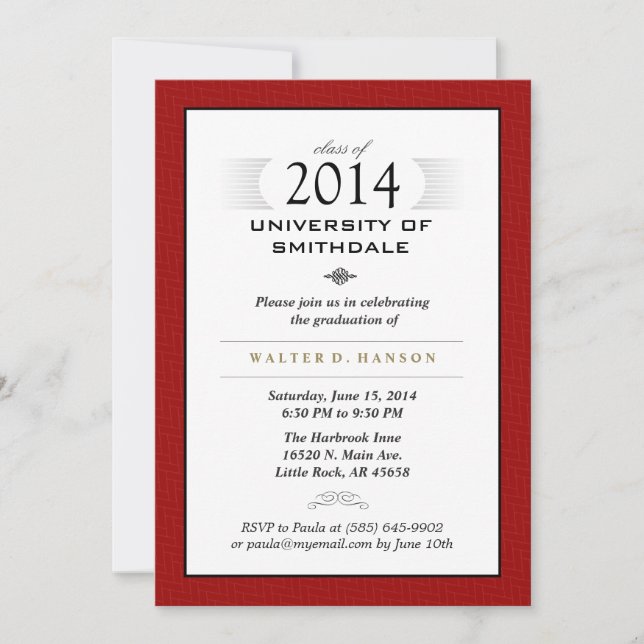 Invitation formel noir et blanc rouge de fête de (Devant)