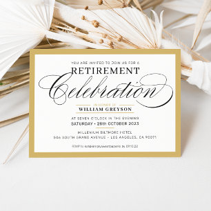 Invitation FORMEL RETRAITE PARTI moderne classe or noir