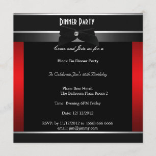 Invitation Formelle Cravate Noire Anniversaire Dîn