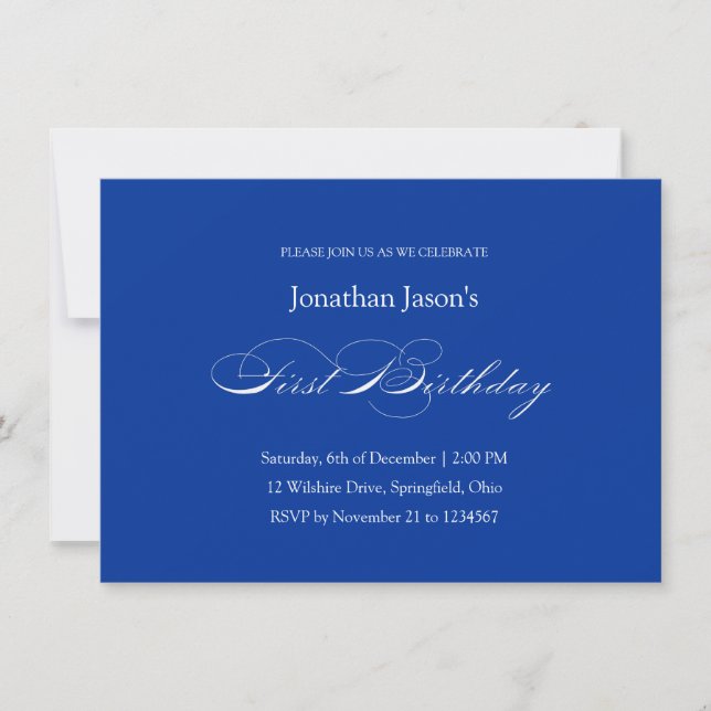 Invitation formelle de premier bébé d'anniversaire (Devant)