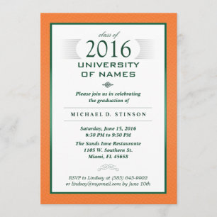 Invitation formelle orange et verte de fête de