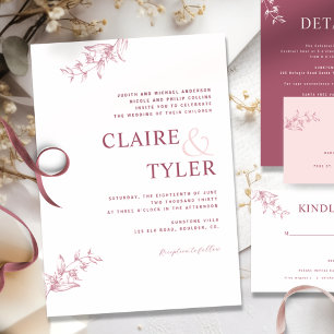 Invitation Formelle, Typographie moderne Bourgogne, Mariage r