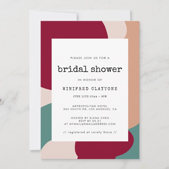 Invitation Formes Abstraites douche nuptiale contemporaine (Devant)