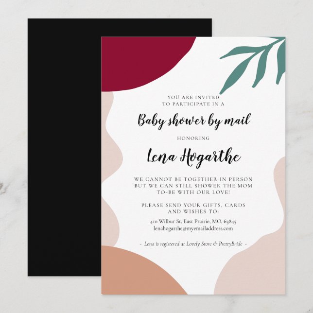 Invitation Formes abstraites modernes Baby shower par courrie (Devant / Derrière)