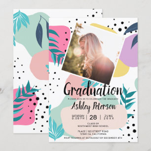 Invitation Formes géométriques des feuilles tropicales gradua
