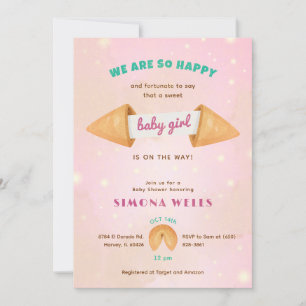 Invitation Fortune Cookie C'est bébé fille mignonne douche Sp