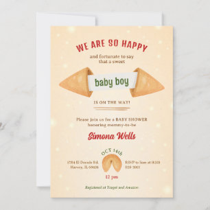 Invitation Fortune Cookie C'est bébé garçon mignon douche sau