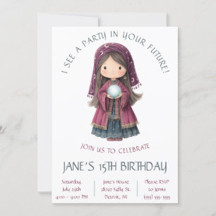 Invitation Fortune Teller, Crystal Ball, Anniversaire des enf