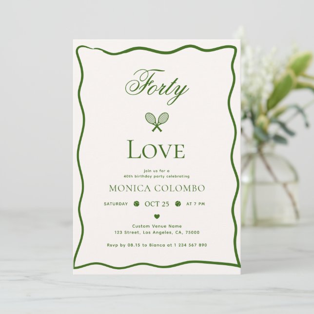 Invitation Forty Love Tennis Thème Adulte 40ème Anniversaire (Debout devant)
