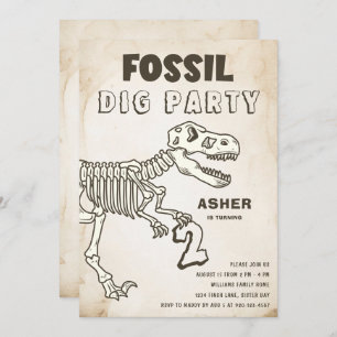 Invitation Fossil Dig Dinosaur fête d'anniversaire