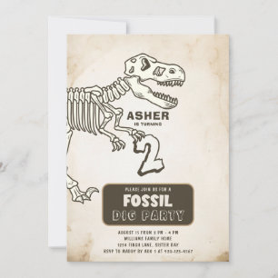 Invitation Fossil Dig Dinosaur fête d'anniversaire