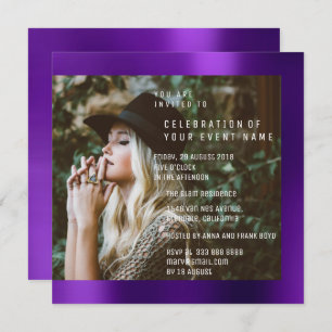 Invitation Foto mariale Graduation Party Plum violet Metallic