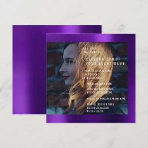 Invitation Foto nuptiale Graduation Anniversaire Plum Metalli