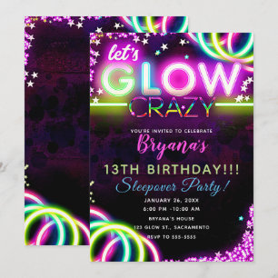 Invitation Fou de Neon fou Fou Fou Fou Fête d'Anniversaire