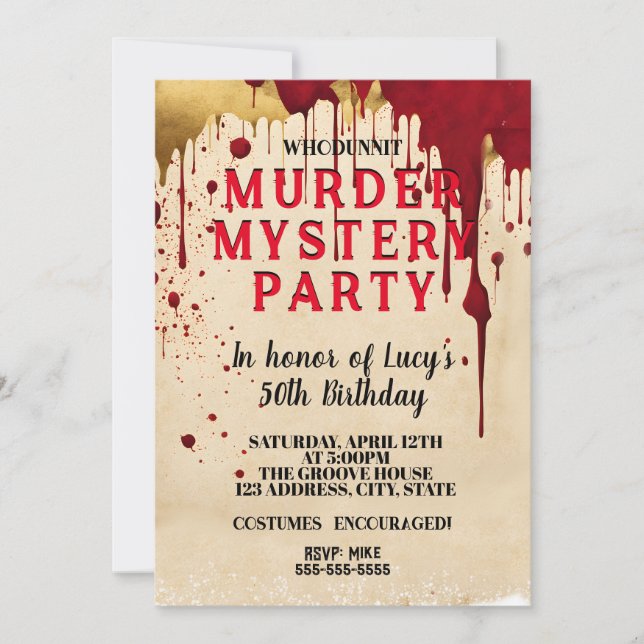 Invitation fouet meurtre mystère détective dîner soirée (Devant)