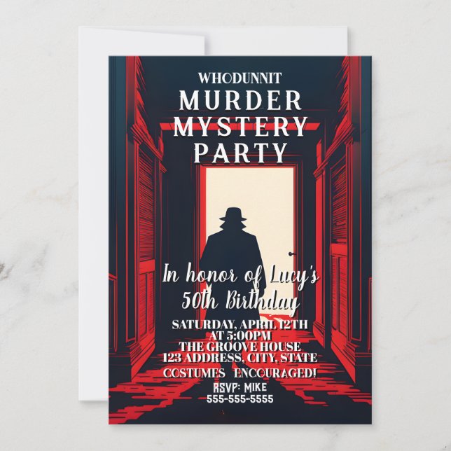 Invitation fouet meurtre mystère détective dîner soirée (Devant)