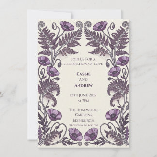 Invitation Fougère arborescente violette et botanique de pavo