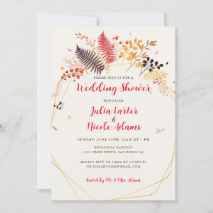 Invitation Fougère de fleurs sauvages feuillage mariage douch