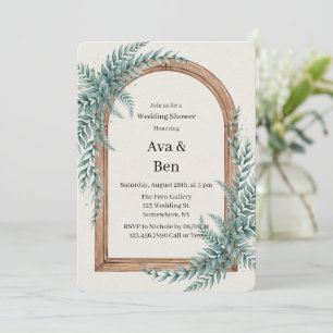 Invitation Fougère verdure arceau en bois mariage douche