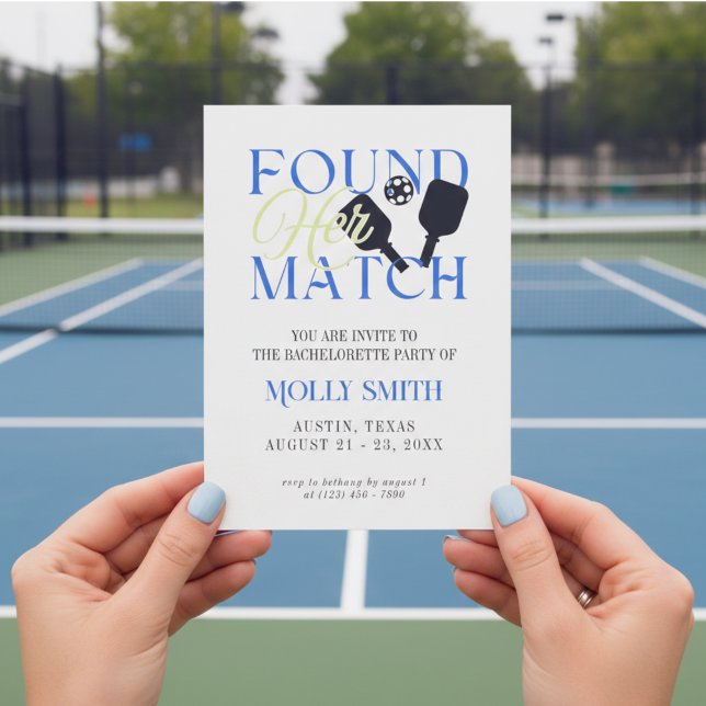 Invitation Found Her Match Pickleball Bachelorette Itinerary  (Found Her Match Pickleball Bachelorette Itinerary Invitation)
