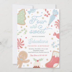 Invitation Four Ever Sweet Christmas Cookie 4e anniversaire