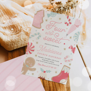 Invitation Four Ever Sweet Christmas Cookie 4e anniversaire