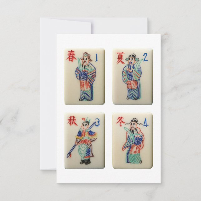 Invitation Four Mahjong Saison de tuiles (Warriors) Invitatio (Devant)