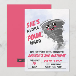 Invitation Four Nado Tornado Quatrième fête d'anniversaire