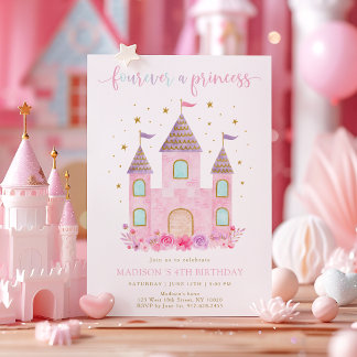 Invitation Fourever une princesse d'or rose Floral anniversai