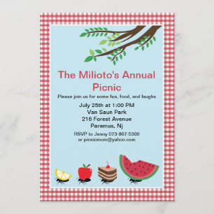 Invitation Fourmis mars dans l'invitation de pique-nique