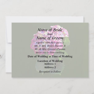 Invitation Fournitures de mariage à deux hortensias roses