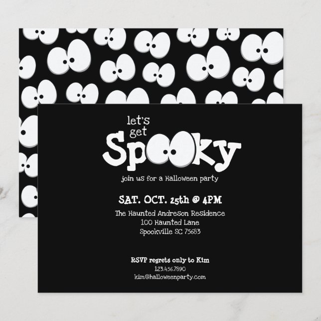 Invitation Fous les yeux obtenons Éffrayante fête d'Halloween (Devant / Derrière)
