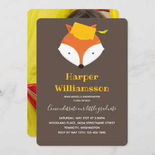 Invitation Fox Brown Jaune Photo jardin d'enfants Graduation