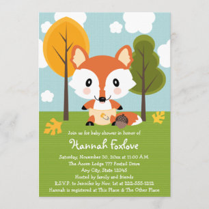 INVITATION FOX DANS LE BABY SHOWER DIAPER