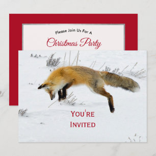 Invitation Fox Jumping Photo Neige Noël