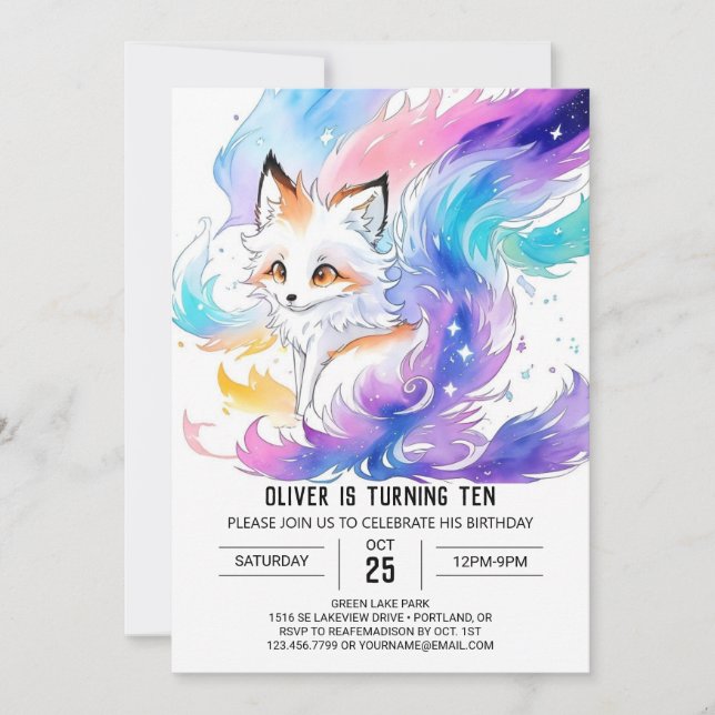 Invitation Fox Magic dans les bois Anniversaire (Devant)