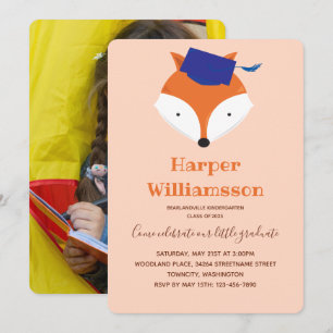 Invitation Fox Orange Photo Kindergarten Graduation