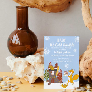 Invitation Fox Winter Baby shower Il fait froid dehors