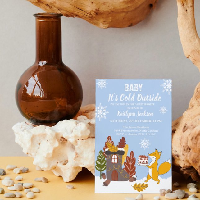 Invitation Fox Winter Baby shower Il fait froid dehors (Créateur téléchargé)