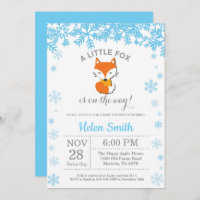 Fox Winter Blue Boy Baby shower Snowflake