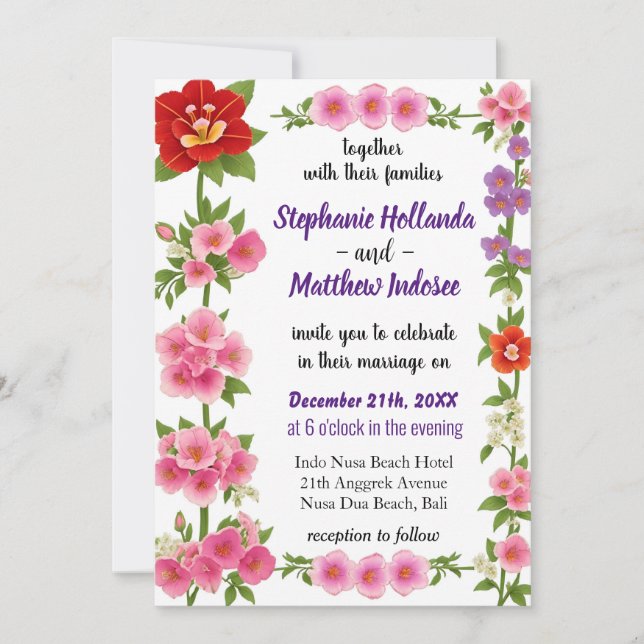 Invitation Foxglove Flowers in the Ream of Love and Unity - (Devant)