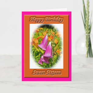 Invitation Foxgloves & Lilies Sweet 16 Birthday Card