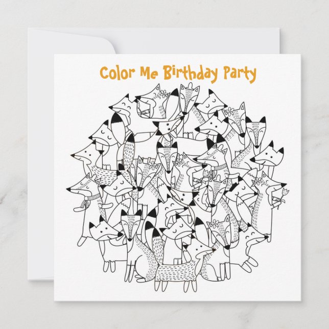 Invitation *~* FOXY FOXES personnalisables COULEUR MOI Annive (Devant)