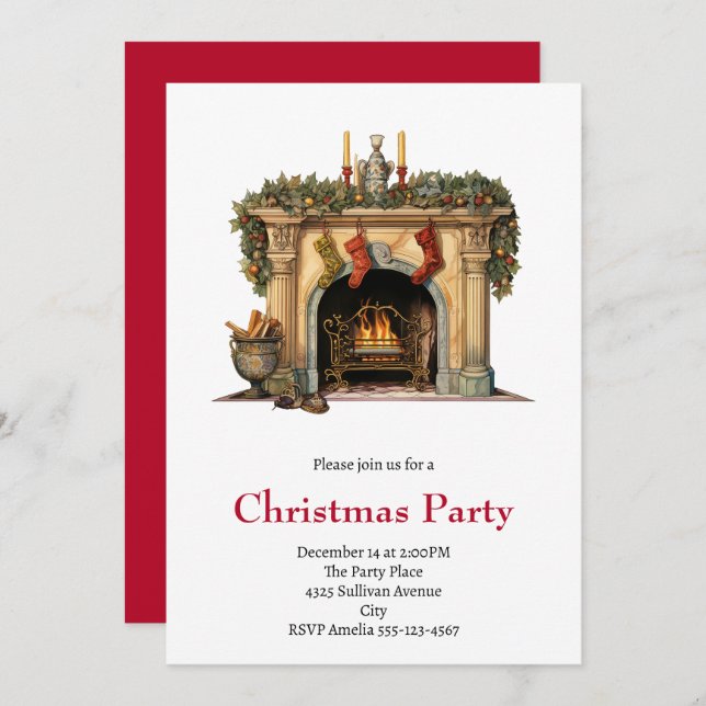 Invitation Foyer victorien cosy Noël (Devant / Derrière)