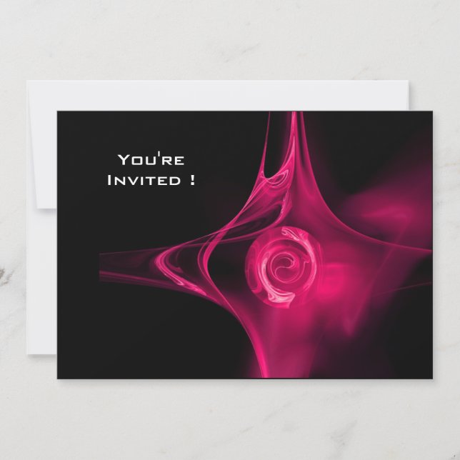 Invitation FRACTAL ROSE rose vif noir (Devant)