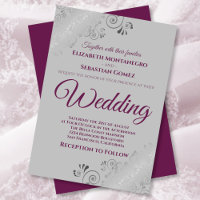 Fractions d'argent Cassis pourpre sur Mariage gris