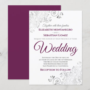 Invitation Fragments d'argent Simple châssis et Mariage gris