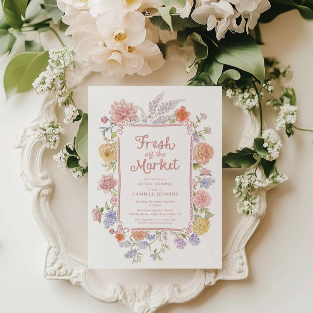 Invitation Fraîche de la Fête des mariées florale du marché (Fresh off the Market Garden Bridal Shower Invitation)