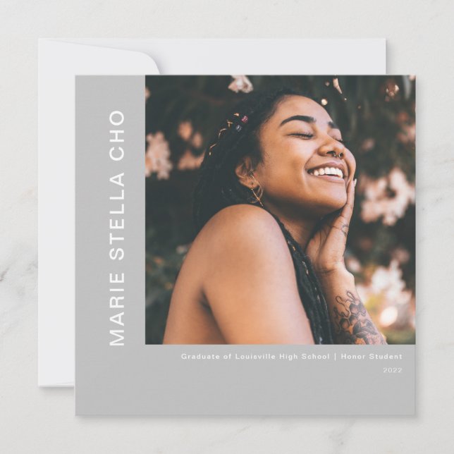 Invitation Fraîche début gris minimum de graduation photo (Devant)