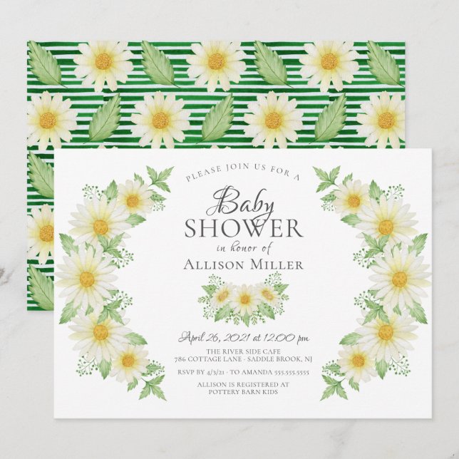 Invitation Fraîche Fête des mariées florale (Devant / Derrière)